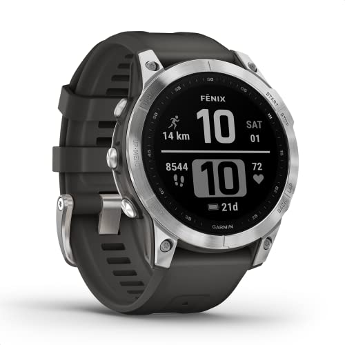 Garmin fenix 7 – robuste GPS-Multisport-Smartwatch mit 1,3“ Display und Touch-/Tastenbedienung, TOPO-Karten, über 60 Sport-Apps, Garmin Music und Garmin Pay. Bis zu 18 Tage Akkulaufzeit, wasserdicht