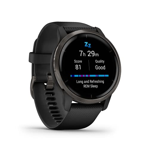 Garmin Venu 2 – GPS-Fitness-Smartwatch mit ultrascharfem 1,3“ AMOLED-Touchdisplay, umfassenden und Gesundheitsfunktionen, über 25 vorinstallierte Sportarten, Garmin Music und Garmin Pay